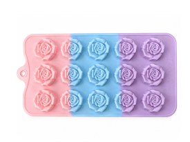 Molde silicona 15 pimpollos de rosas tricolores 